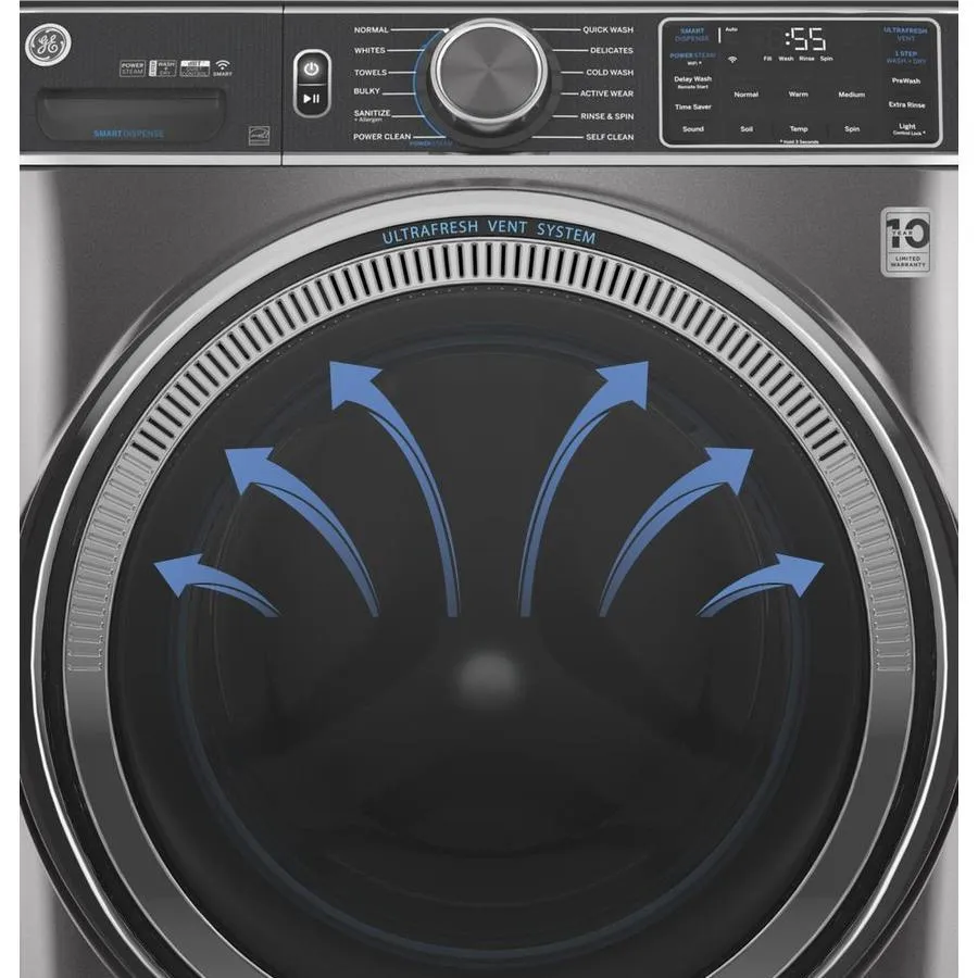 GE UltraFresh Vent System 5-cu ft Stackable Steam Cycle Front-Load Washer (Diamond Gray) ENERGY STAR, photo 14 of 22
