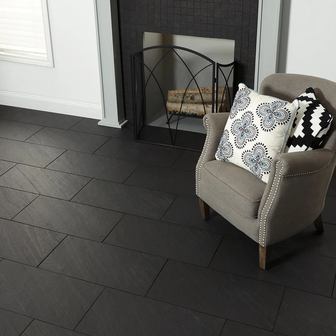American Olean Carbon Mist Slate 12-in x 24-in Glazed Porcelain Stone Look Floor and Wall Tile, photo 12 of 14