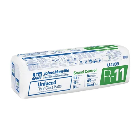 R-11 Wall Unfaced Fiberglass Batt Insulation, 155-sq ft Coverage
