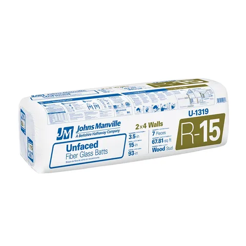 R-15 Unfaced Fiberglass Batt Insulation