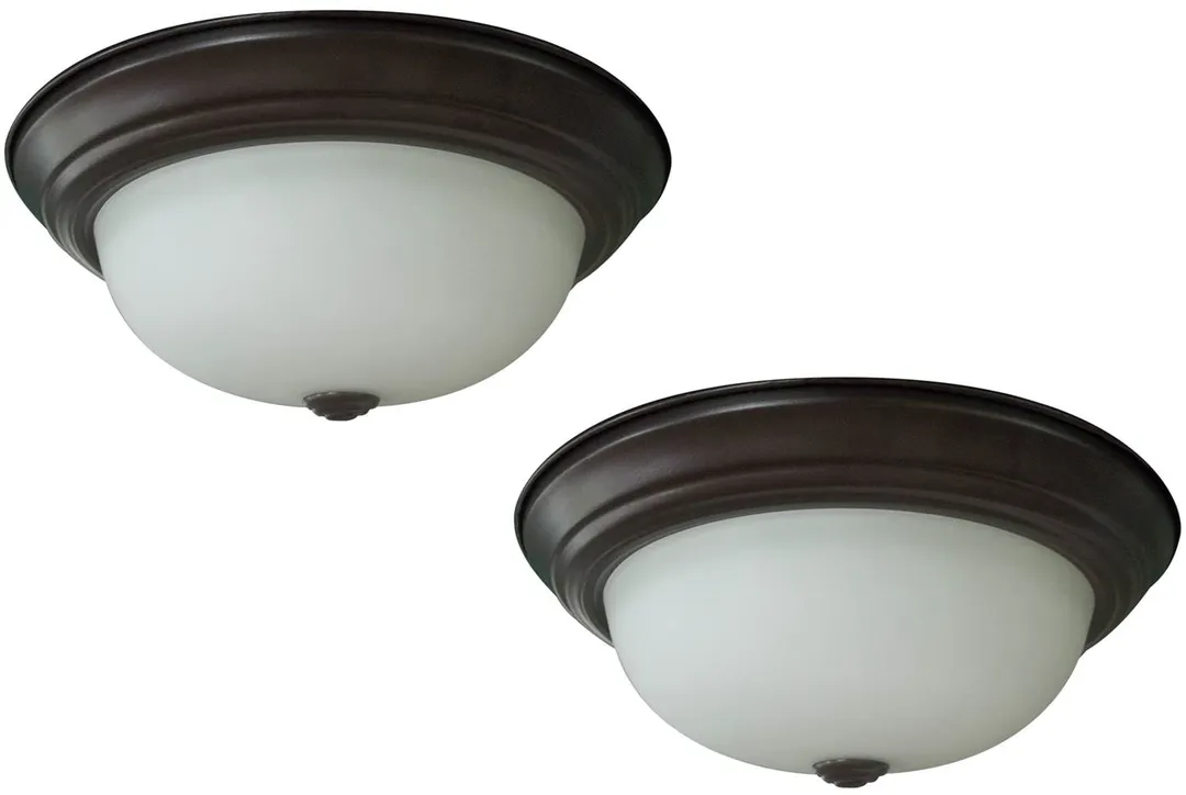 Project Source 2-Pack 13-in Bronze Transitional Integrated LED Flush Mount Ceiling Light, ENERGY STAR, photo 4 of 7