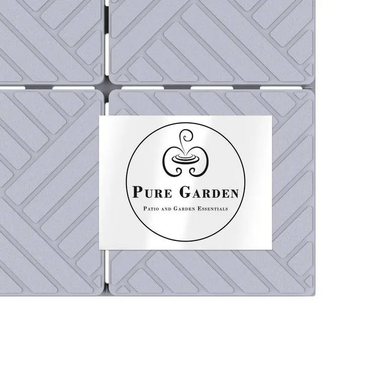 Pure Garden Outdoor Interlocking Square Look Patio and Deck Tiles in Gray (Set of 12) 2.88 ft. W x 3.83 ft. L Polypropylene, photo 3 of 5