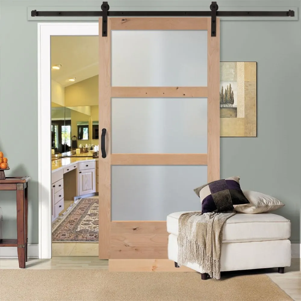Masonite Traditional 42-in x 84-in Natural Unfinished Knotty Alder Wood Single Barn Door, photo 2 of 6