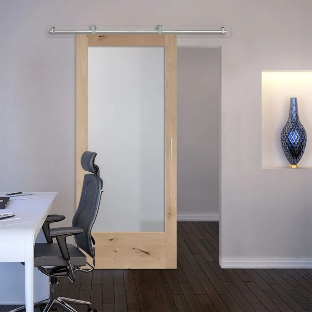 Masonite Traditional 42-in x 84-in Natural Unfinished Knotty Pine Wood Single Barn Door, photo 2 of 6