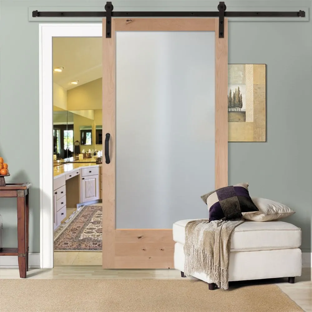 Masonite Traditional 42-in x 84-in Natural Unfinished Knotty Alder Wood Single Barn Door, photo 2 of 6