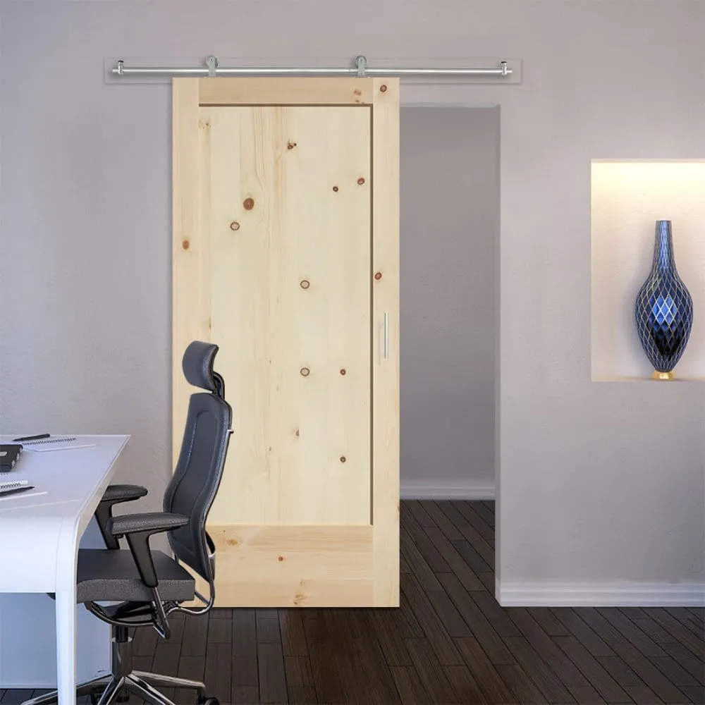 Masonite Traditional 42-in x 84-in Natural 1-Panel Unfinished Knotty Pine Wood Single Barn Door, photo 2 of 6