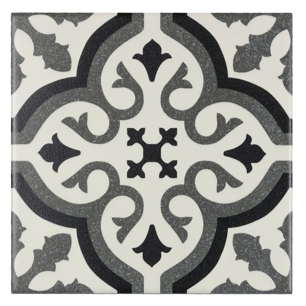 Elida Ceramica Lolita Deco Squares 6-in x 6-in Matte Porcelain Encaustic Floor & Wall Tile, photo 5 of 12