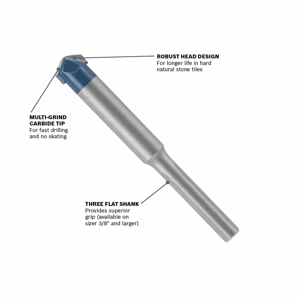 Bosch Natural Stone Tile 3/16-in x 2-in High-Speed Steel Masonry Drill Bit for Hammer Drill, photo 3 of 7