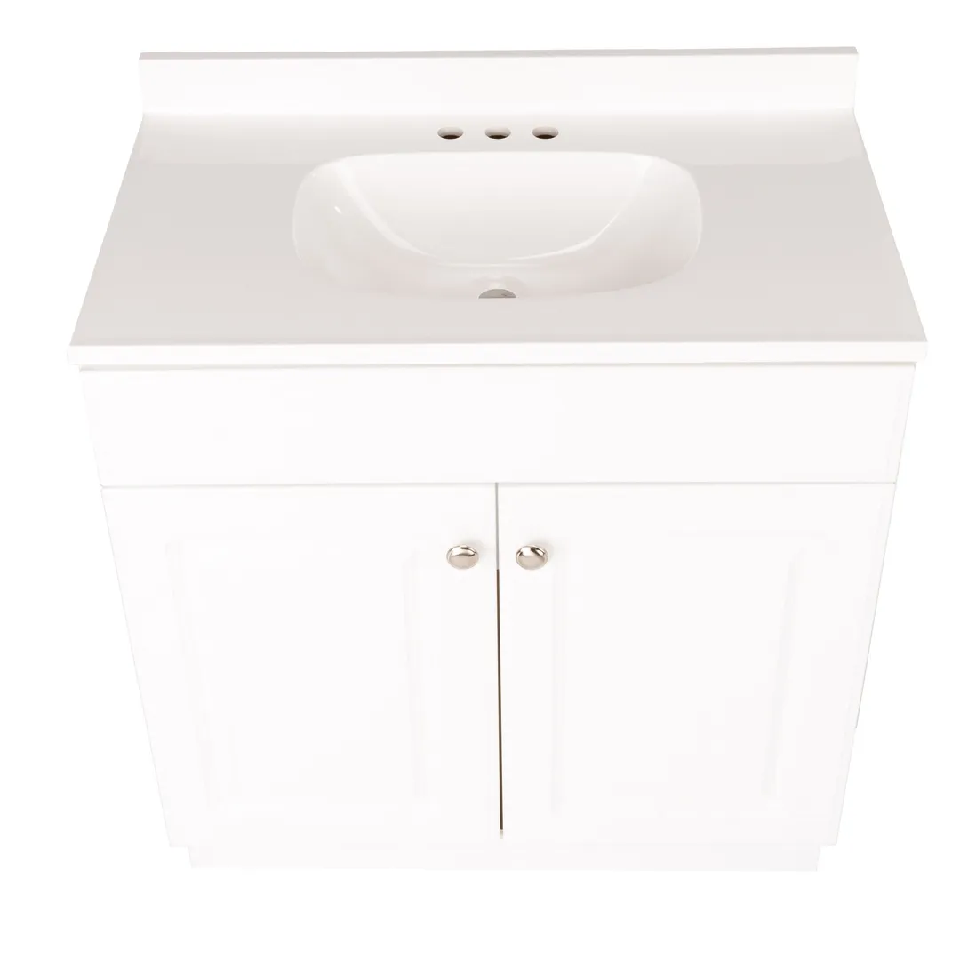 Project Source 30.5-in White Single Sink Bathroom Vanity with White Cultured Marble Top, photo 19 of 24
