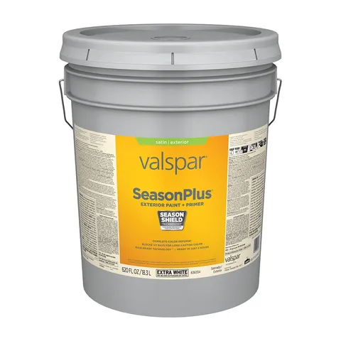 SeasonPlus Satin Exterior Paint + Primer, Extra White (5-Gal)