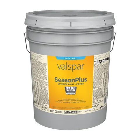 SeasonPlus Flat Exterior Paint + Primer, Extra White (5-Gal)