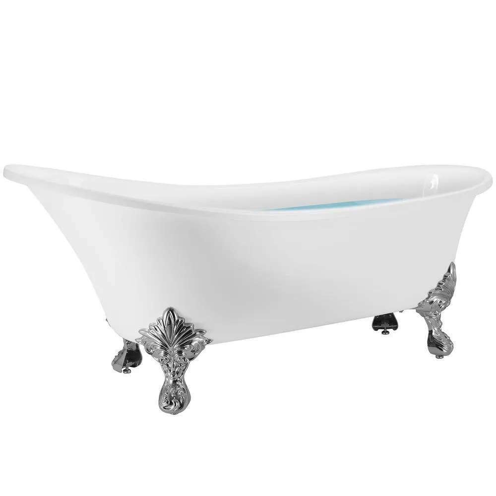 Clawfoot Bathtub - 69 in. Glossy White Acrylic Bathtub - Modern Flat Bottom Stand Alone Tub - Luxurious SPA Tub, photo 2 of 8