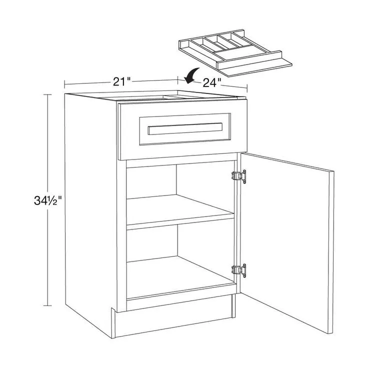 Home Decorators Collection Grayson 21 in. W x 24 in. D x 34.5 in. H Assembled Plywood Base Kitchen Cabinet in Mythic Blue with Cutlery Soft Cls RH, photo 4 of 5