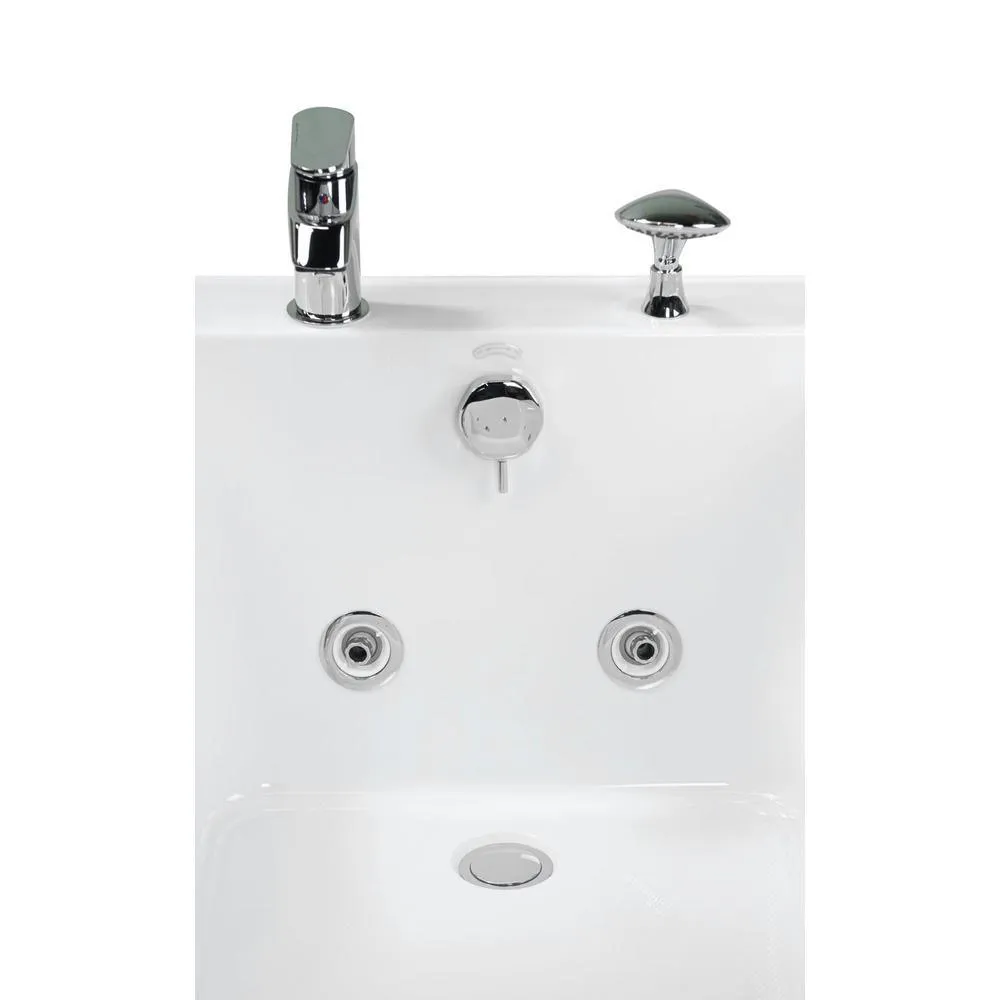 Ella Laydown 72 in. Walk-In Whirlpool Bathtub, White, Fast-Fill 2-Piece Faucet, Left-Hand Drain, Left-Hinged Glass Door, photo 9 of 17