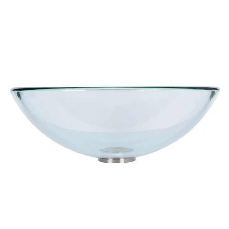 VIGO Clear Crystalline Handmade Countertop Glass Round Vessel Bathroom Sink in Iridescent, photo 4 of 10