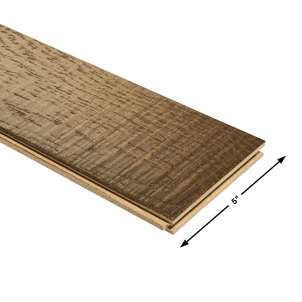 Villa Barcelona Vermella French oak 3/4-in T x 5-in W Water Resistant Distressed Solid Hardwood Flooring ( 22.6-sq ft / Carton ), photo 4 of 6