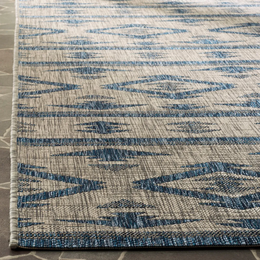 Safavieh Courtyard Tempe 8 x 11 Gray/Navy Indoor/Outdoor Abstract Coastal Area Rug, photo 3 of 5