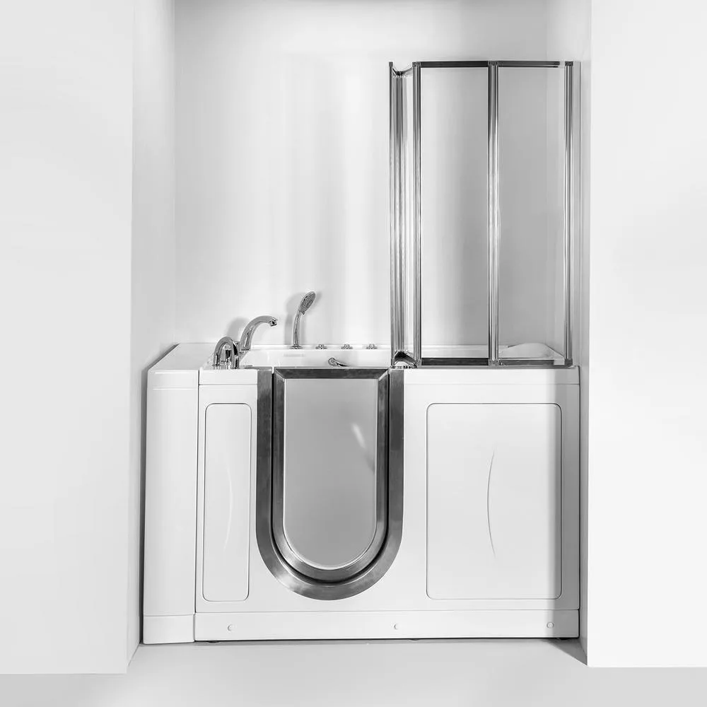Ella Elite 52 in. Walk-In Whirlpool and Air Bath Bathtub in White with LH Door, Thermostatic Faucet, Dual Drain, Shower Screen, photo 8 of 19