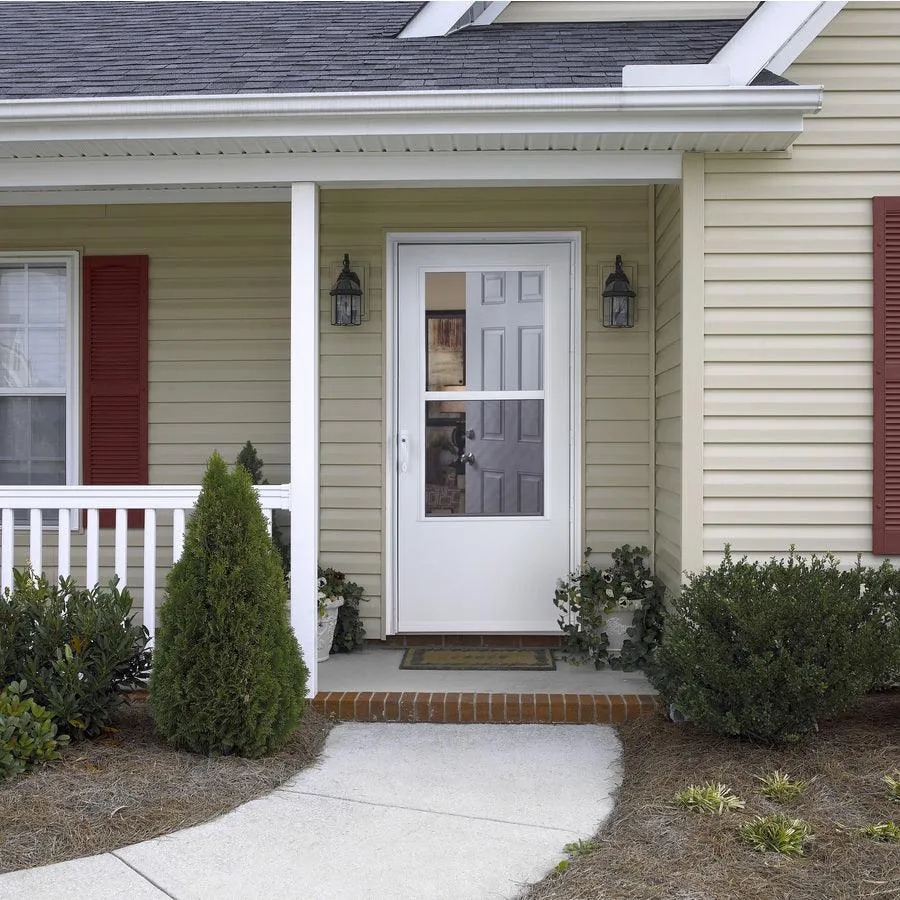 LARSON 36-in x 81-in White Mid-View Wood Core Storm Door, photo 2 of 7
