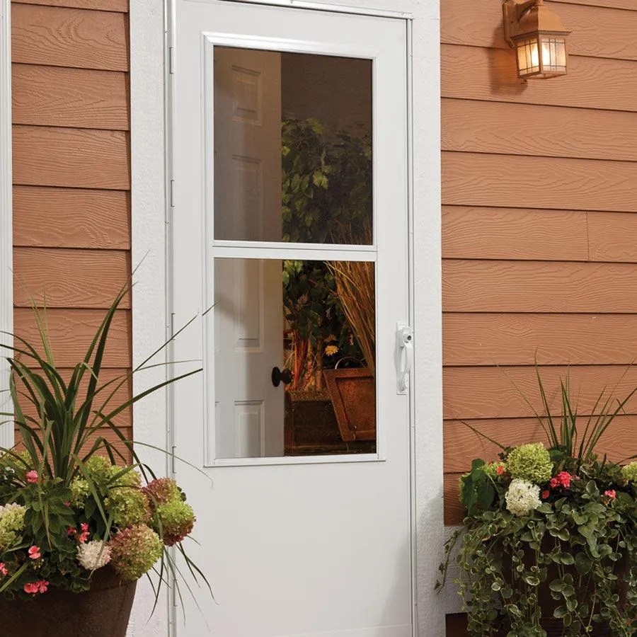 LARSON 36-in x 81-in White Mid-View Wood Core Storm Door, photo 3 of 7