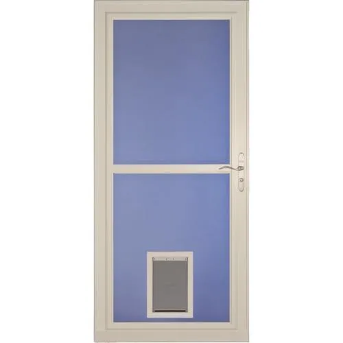 LARSON Tradewinds Pet Door 32-in x 81-in Almond Full-View Aluminum Storm Door, photo 7 of 8