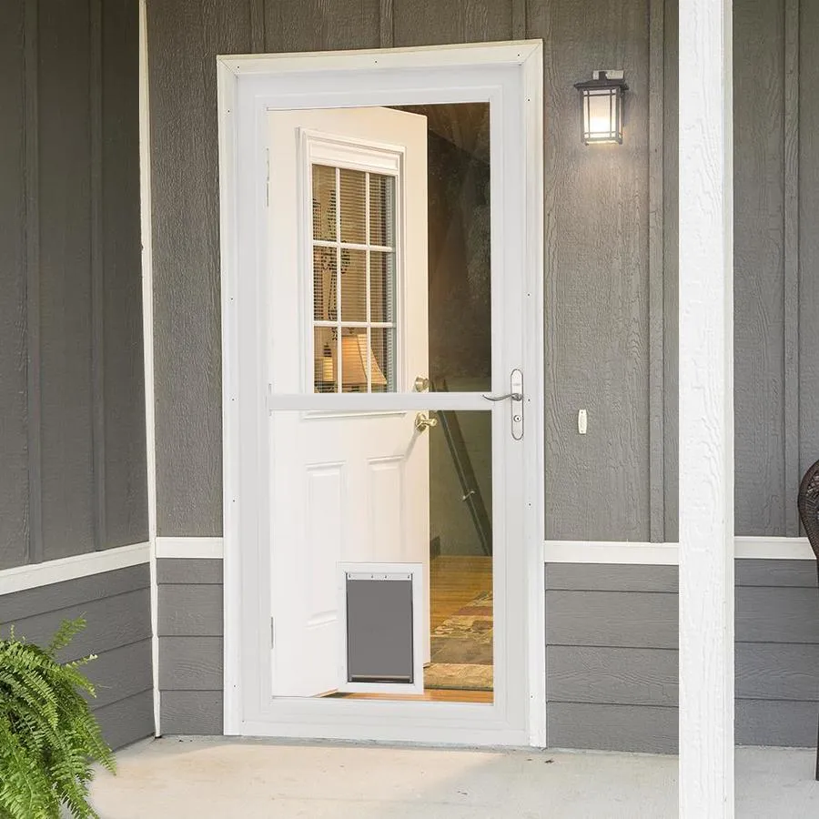 LARSON Tradewinds Pet Door 32-in x 81-in Almond Full-View Aluminum Storm Door, photo 8 of 8