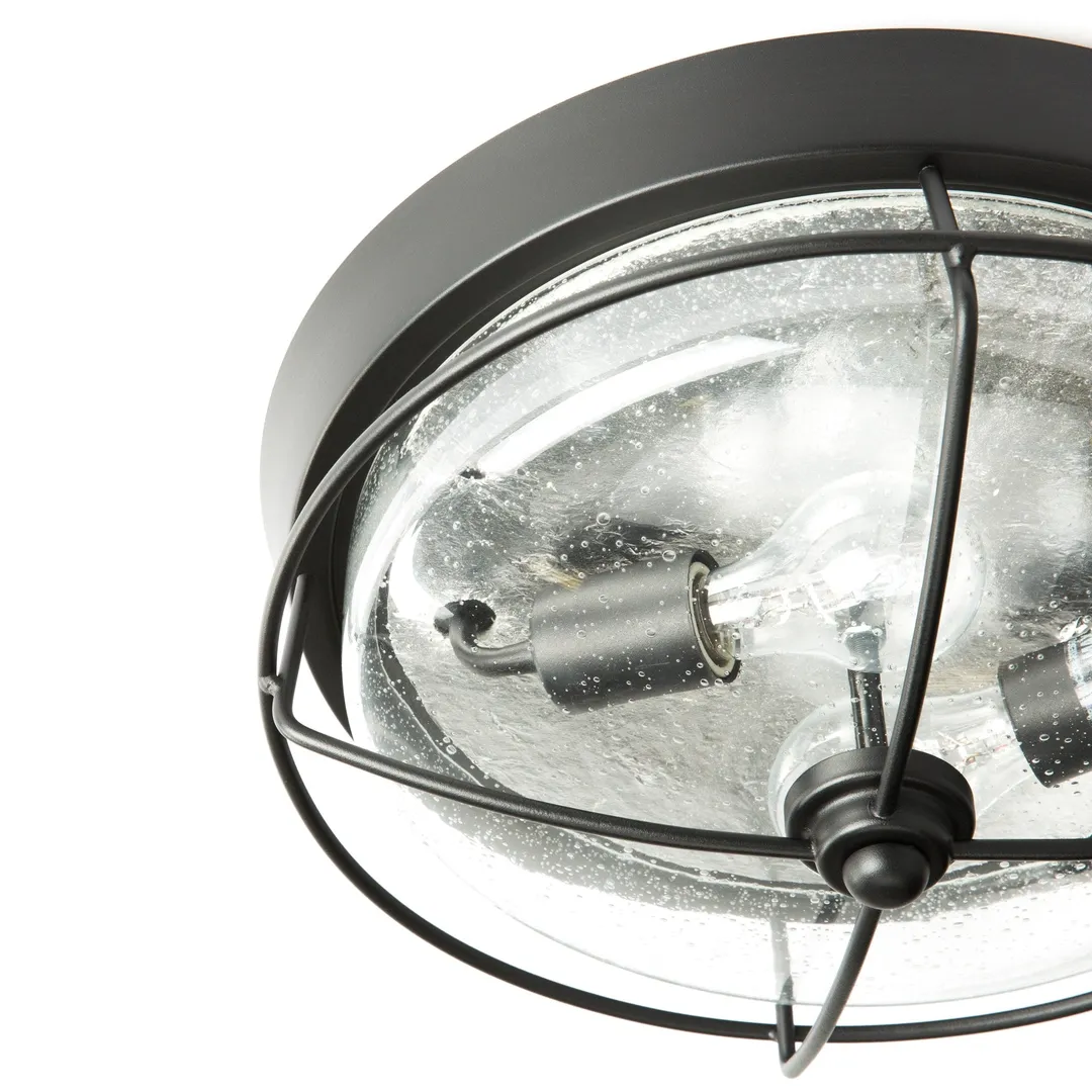 Portfolio Valdara 14.88-in Matte Black Industrial Flush Mount Light, photo 11 of 15