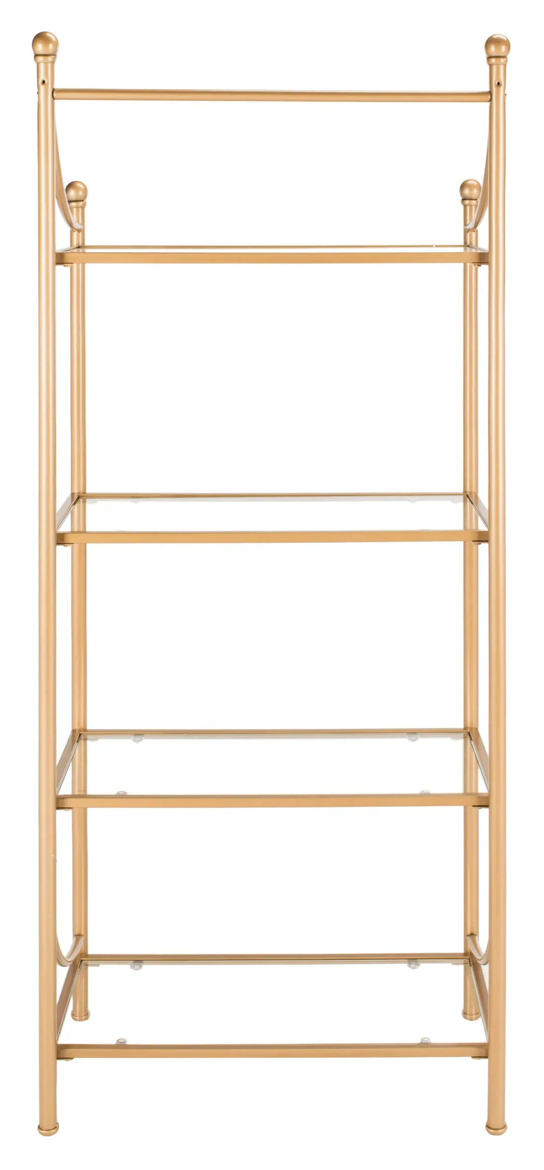 Safavieh Diana Gold Liquid/Tempered Glass Metal Etagere, 4-Shelf, 30-in W x 14-in D x 72-in H, photo 4 of 5