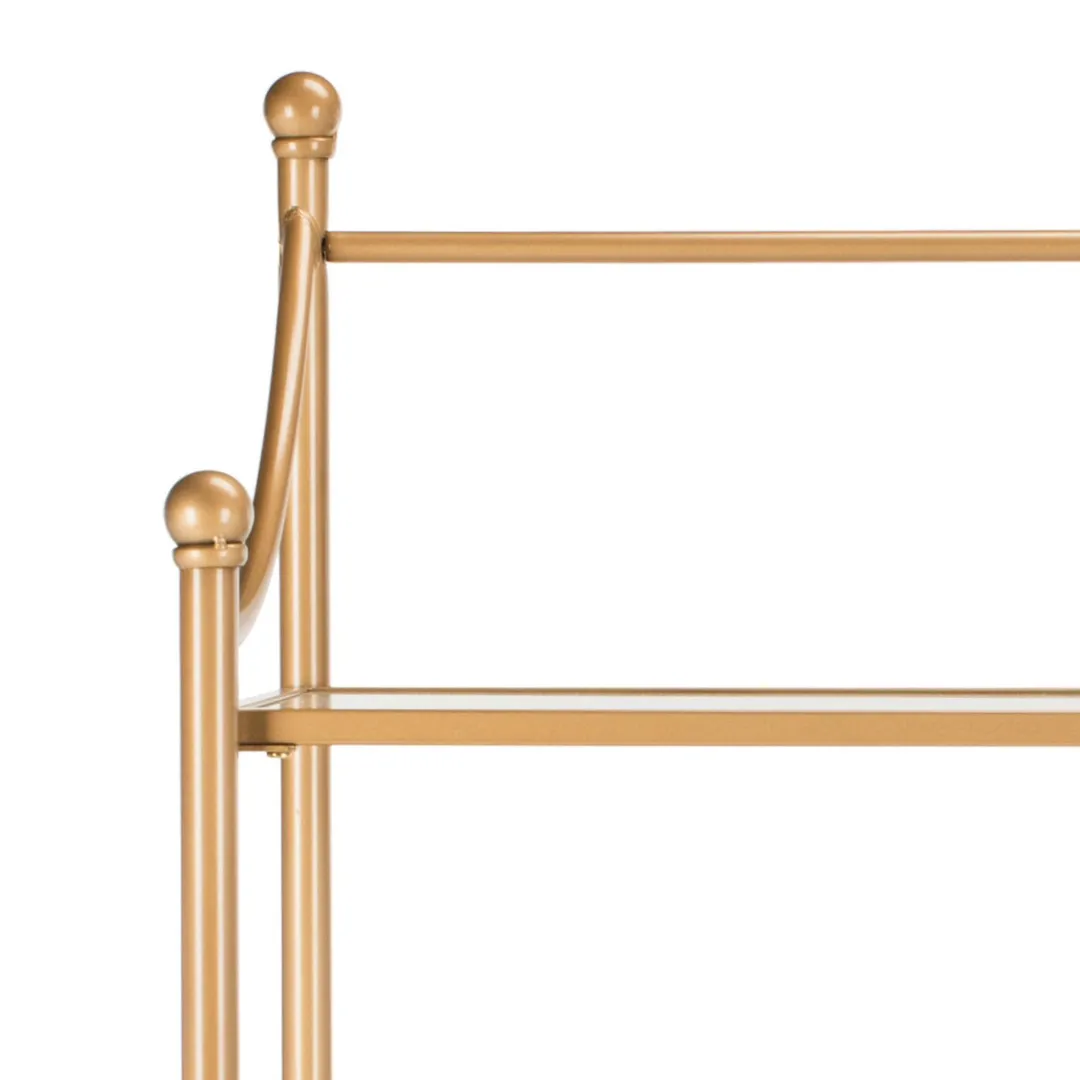 Safavieh Diana Gold Liquid/Tempered Glass Metal Etagere, 4-Shelf, 30-in W x 14-in D x 72-in H, photo 3 of 5