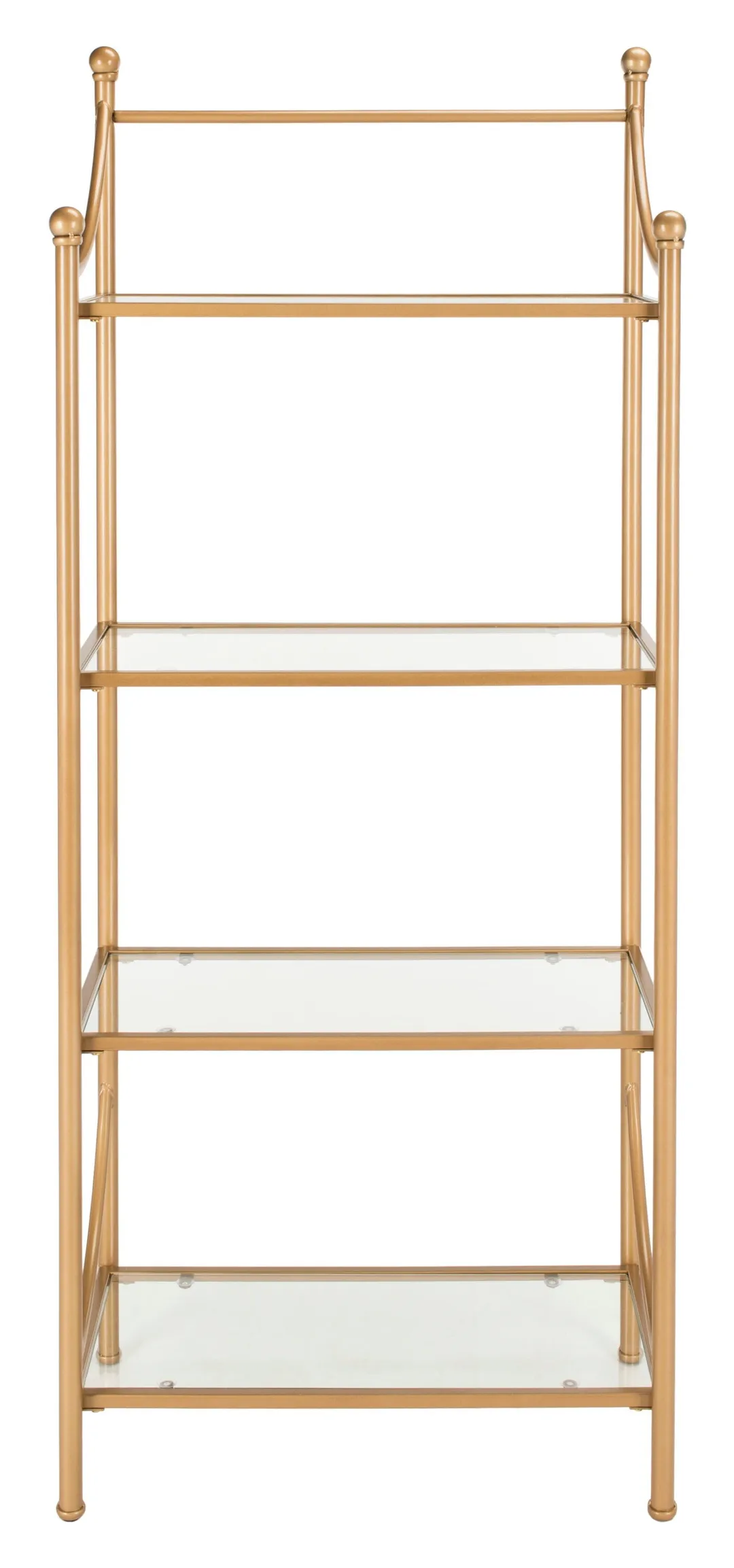 Safavieh Diana Gold Liquid/Tempered Glass Metal Etagere, 4-Shelf, 30-in W x 14-in D x 72-in H, photo 2 of 5