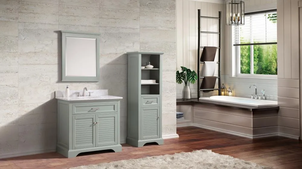 Avanity Colton 22-in W x 65-in H x 16-in D Basil Green Plywood Freestanding Linen Cabinet, photo 6 of 6