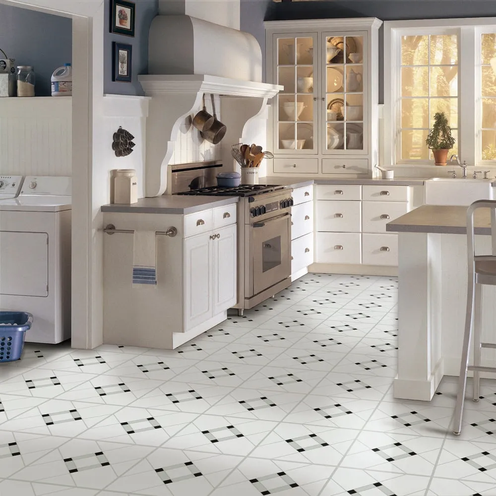 Armstrong Flooring Black/White 12-in x 12-in Water-Resistant Peel-and-Stick Vinyl Tile Flooring (1-sq ft), photo 2 of 6