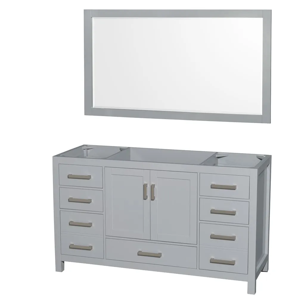 Wyndham Collection Sheffield 59-in Gray Bathroom Vanity Cabinet with Mirror, photo 3 of 4