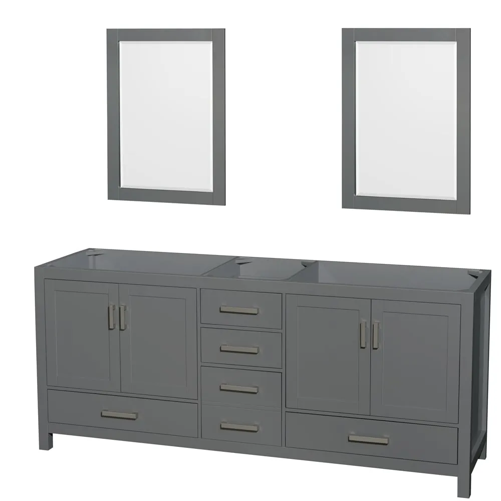 Wyndham Collection Sheffield 78.5-in Dark Gray Bathroom Vanity Cabinet with Mirrors, photo 2 of 3