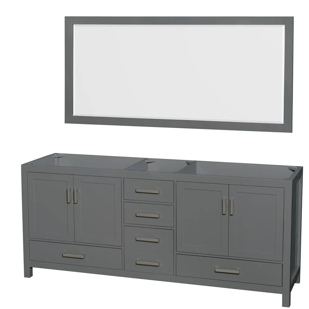 Wyndham Collection Sheffield 78.5-in Dark Gray Bathroom Vanity Cabinet with Mirror, photo 3 of 4