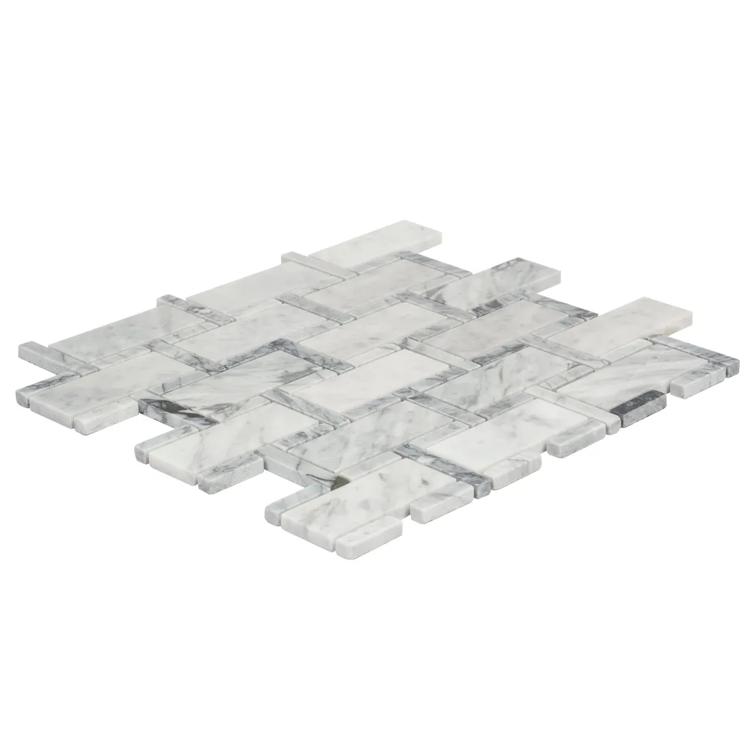 Satori Carrara Grigio 12-in x 12-in Polished Natural Stone Subway Mosaic Wall Tile (0.95-sq. ft/ Piece), photo 4 of 7