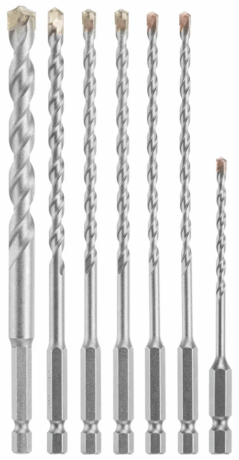 Impact Tough 7-Piece High-Speed Steel Masonry Drill Bit Set for Hammer Drill/Impact Driver