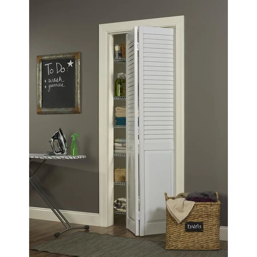Pinecroft Seabrooke 32-in x 80-in White Louver Prefinished PVC Bifold Door (Hardware Included), photo 2 of 3