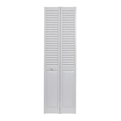 Pinecroft Seabrooke 32-in x 80-in White Louver Prefinished PVC Bifold Door (Hardware Included), photo 3 of 3