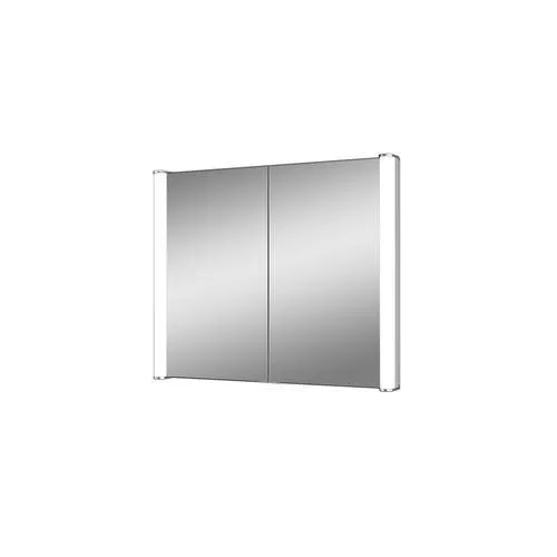 lighted IMPRESSIONS Ace 19.625-in x 27.625-in Square Recessed Mirrored Medicine Cabinet with Outlet and Lights, photo 4 of 4