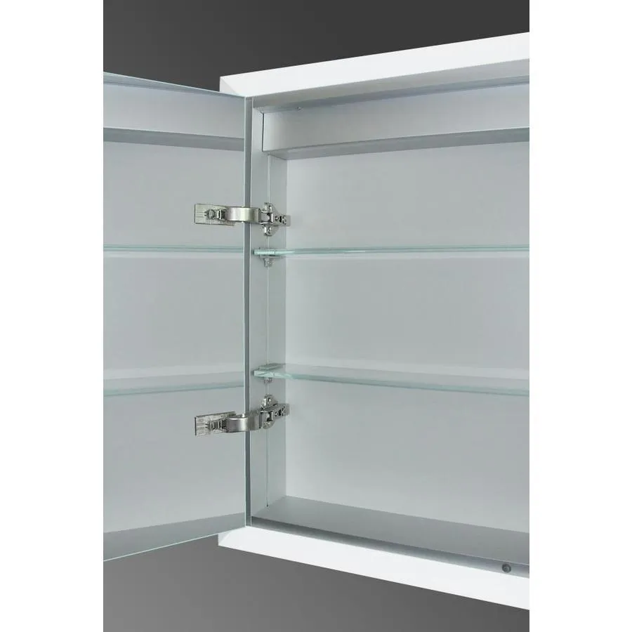 lighted IMPRESSIONS Kona 23.625-in x 27.625-in Rectangle Recessed Mirrored Medicine Cabinet with Outlet and Lights, photo 3 of 4