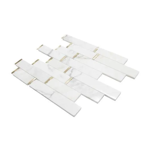 GBI Tile & Stone Inc. Mattone Calacatta, White 12-in x 12-in Polished Natural Stone Marble Linear Mosaic Wall Tile, photo 3 of 4
