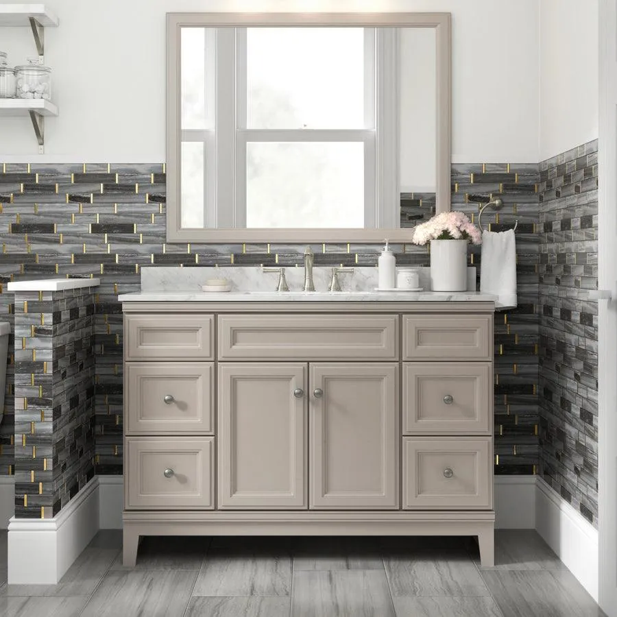 GBI Tile & Stone Inc. Mattone Calacatta, White 12-in x 12-in Polished Natural Stone Marble Linear Mosaic Wall Tile, photo 4 of 4