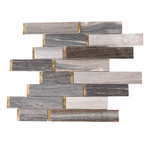 GBI Tile & Stone Inc. Mattone Palissandro Blue 12-in x 12-in Polished Natural Stone Marble Linear Mosaic Wall Tile, photo 3 of 4