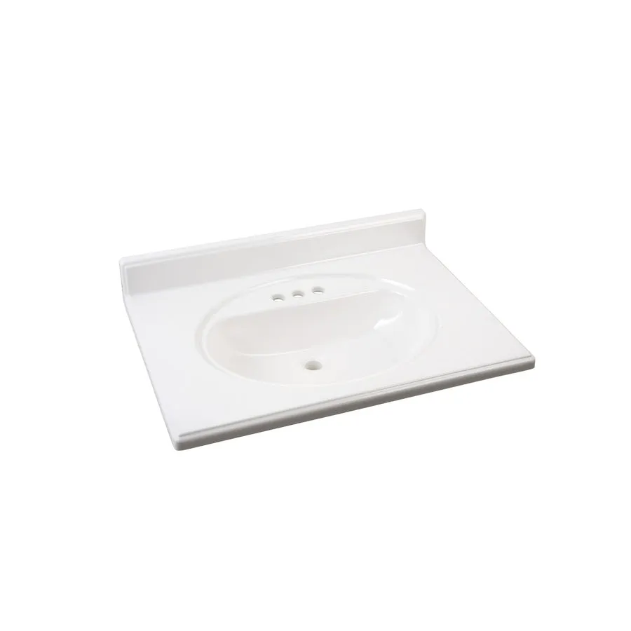 31-in White Cultured Marble Bathroom Vanity Top, photo 8 of 9