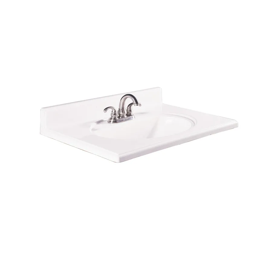 31-in White Cultured Marble Bathroom Vanity Top, photo 3 of 9