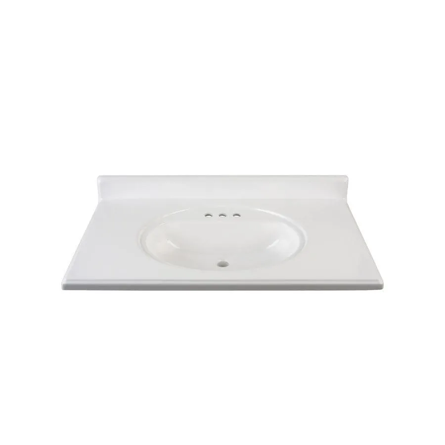 37-in White Cultured Marble Single Sink Bathroom Vanity Top, photo 7 of 9