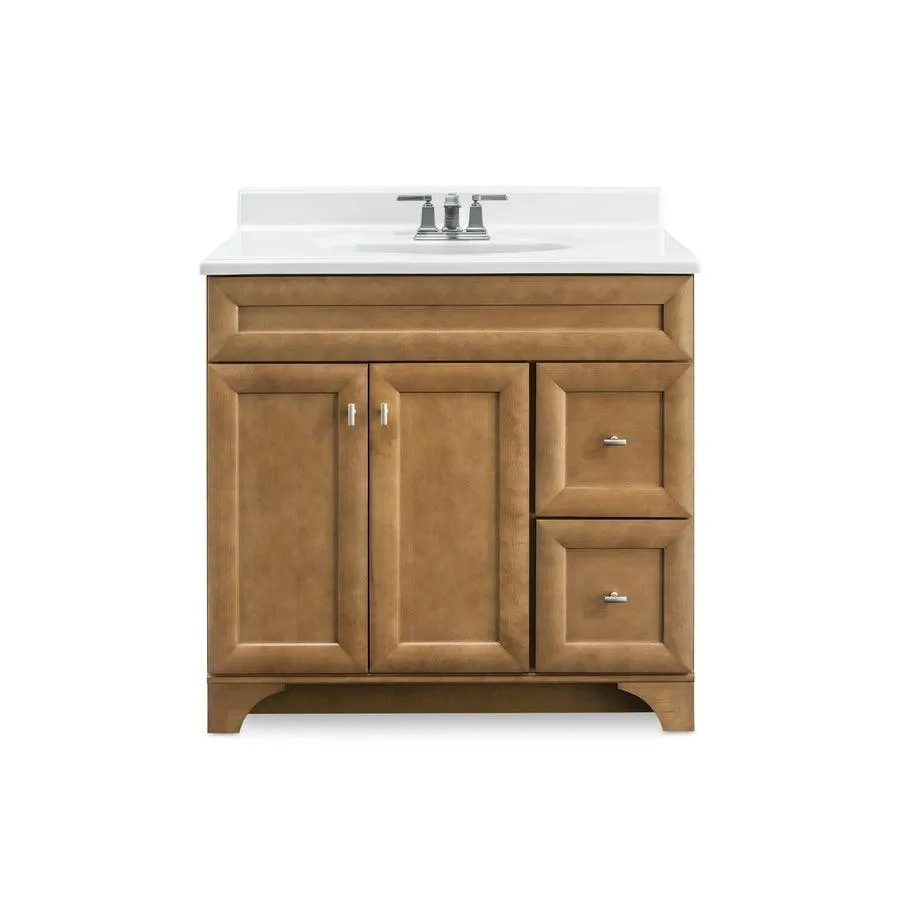 37-in White Cultured Marble Single Sink Bathroom Vanity Top, photo 2 of 9