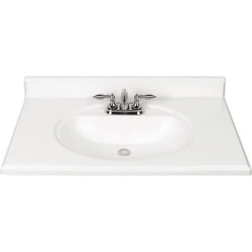 37-in White Cultured Marble Single Sink Bathroom Vanity Top, photo 9 of 9
