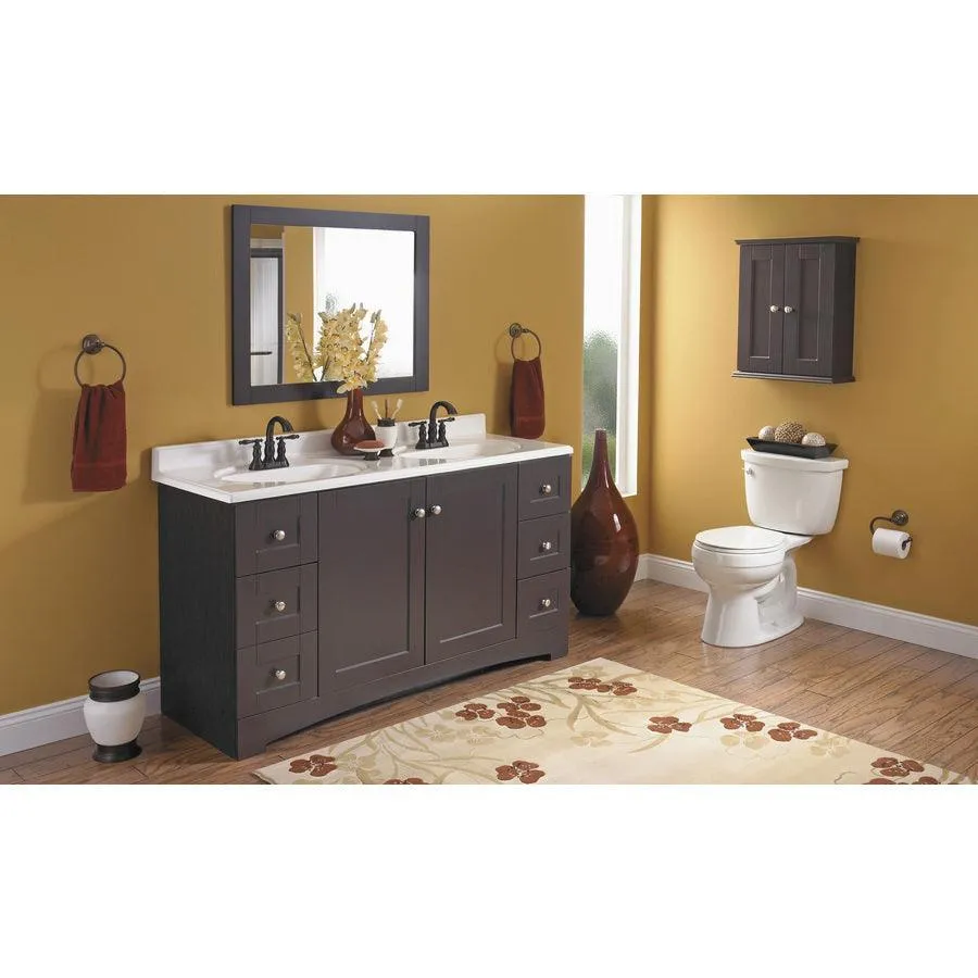 61-in White Cultured Marble Double Sink Bathroom Vanity Top, photo 6 of 11